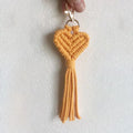 Llavero de macramé de corazón en algodón trenzado para llaves y bolsos