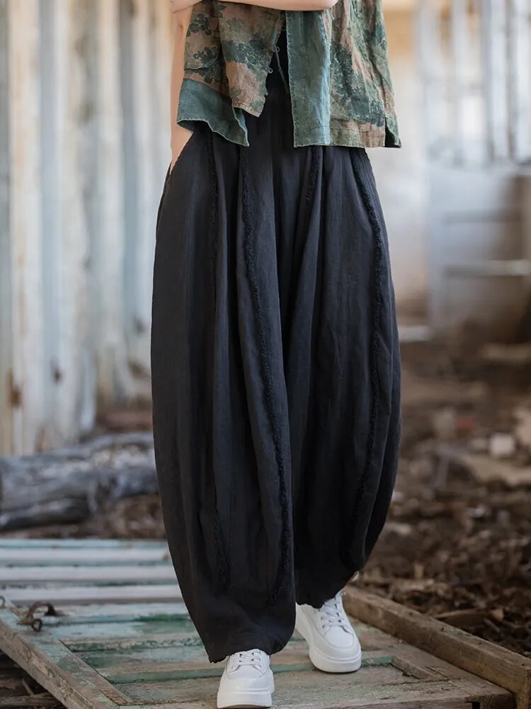 Women's winter harem pants with a relaxed loose cut