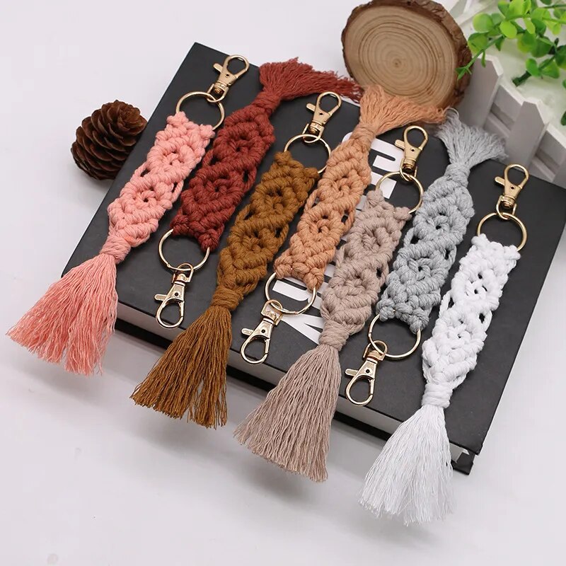 Feather Macrame Keychain