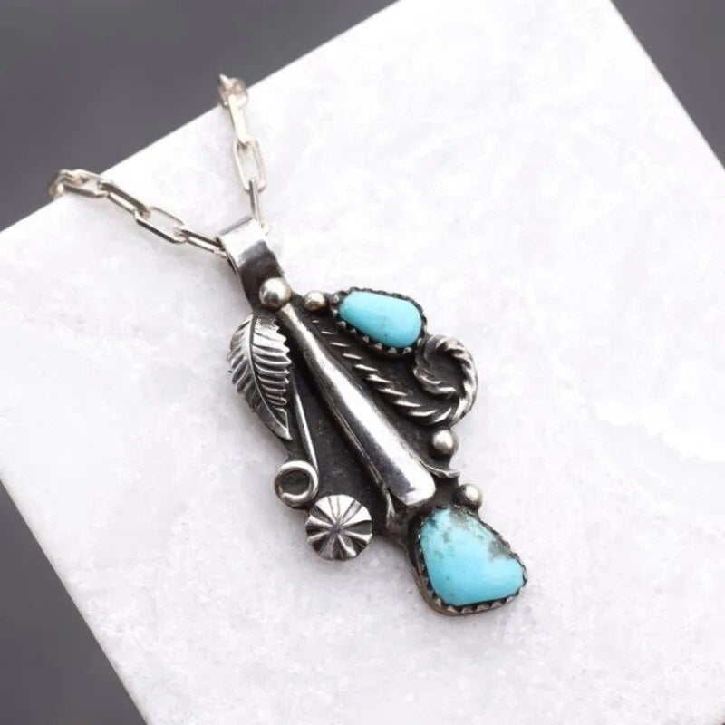 Turquoise Pendant Hippie Necklace