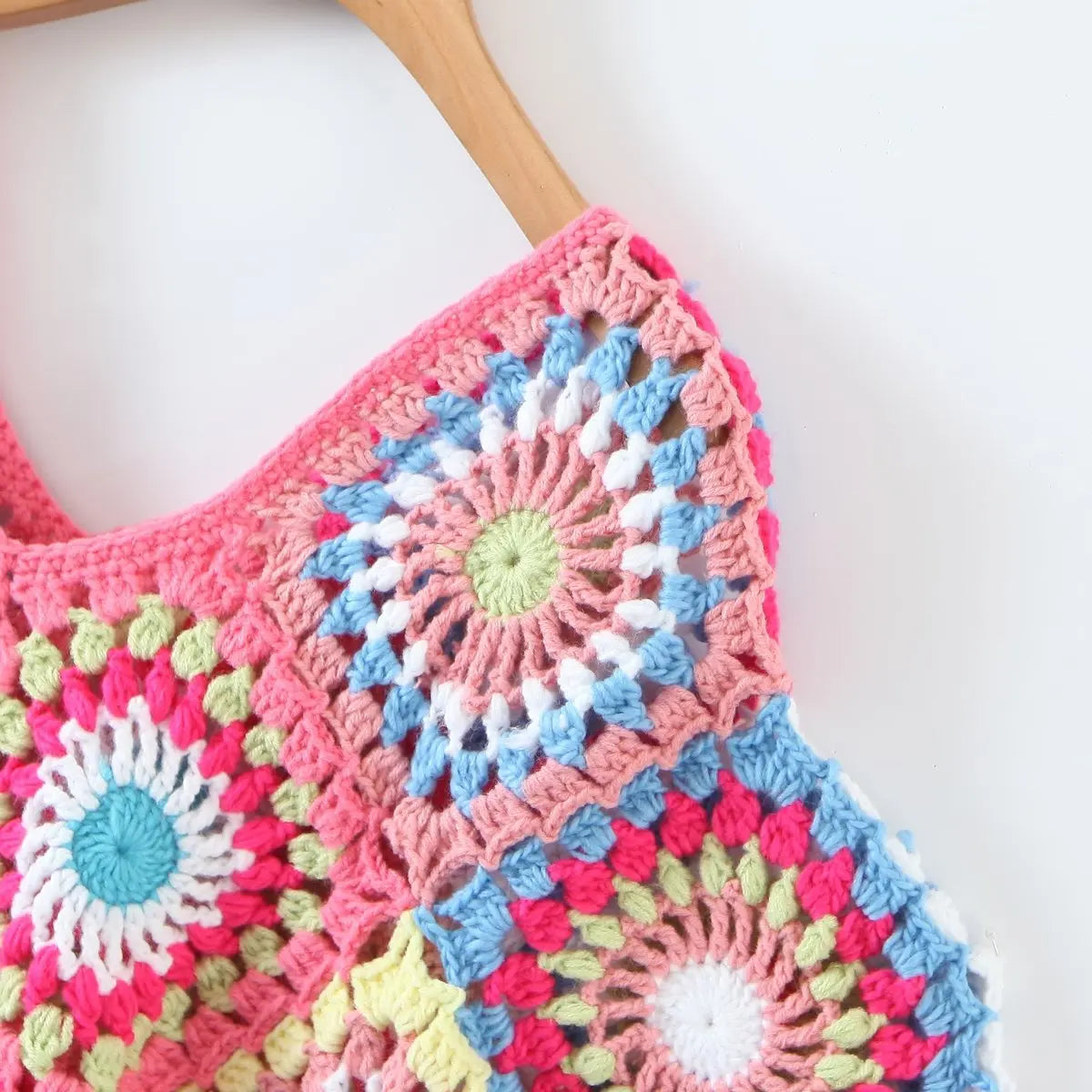 Crochet Crop Top – Multicolor Floral Boho