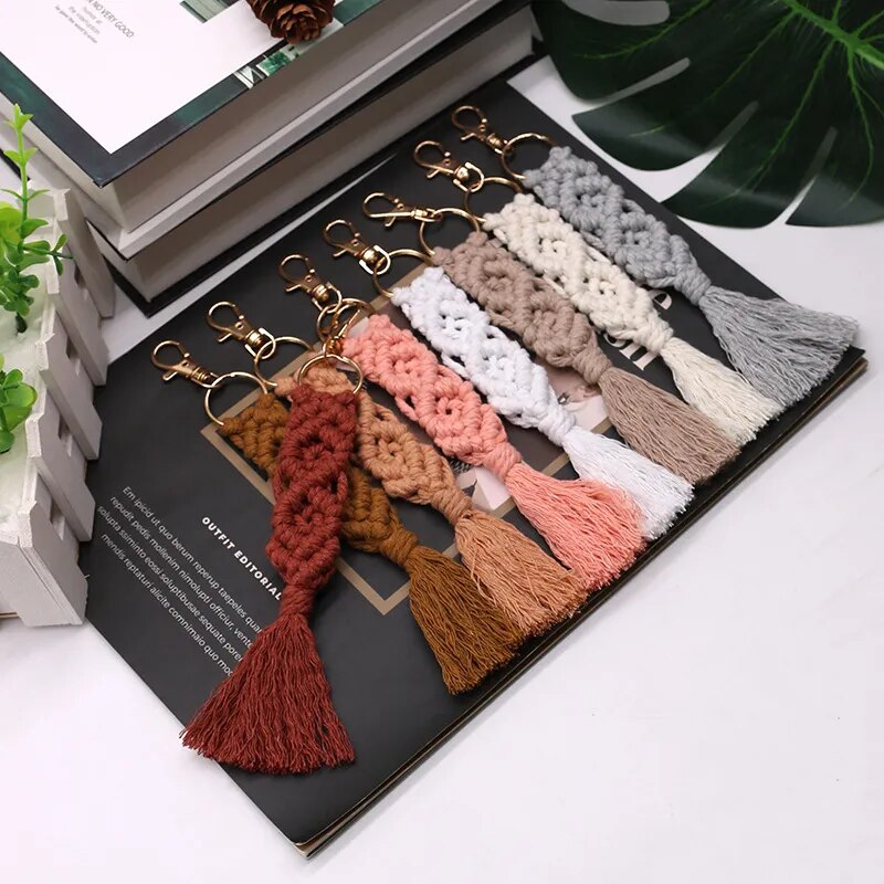 Feather Macrame Keychain