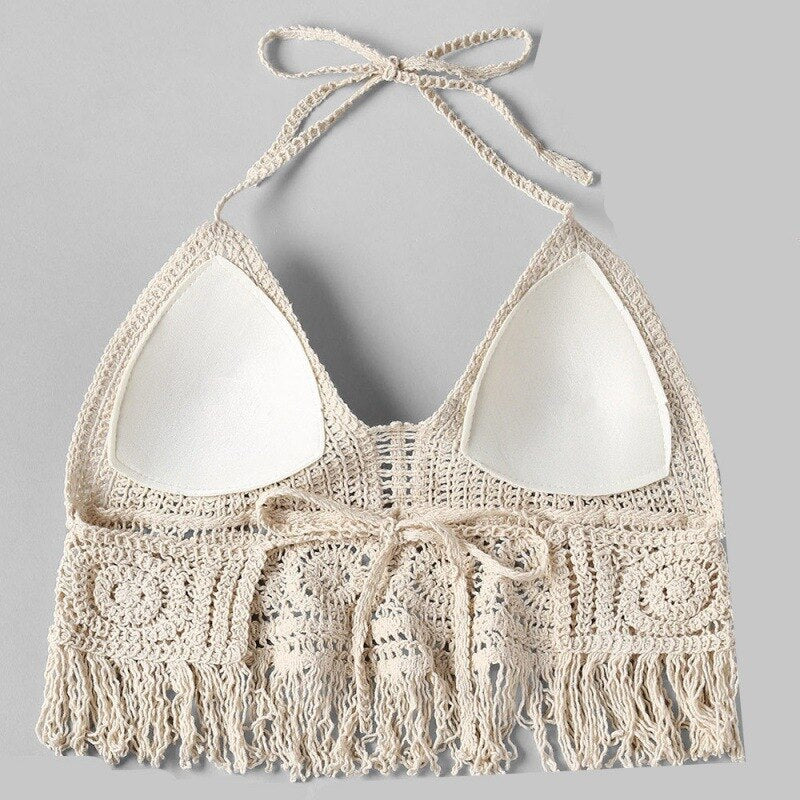 Hippie Häkel-Neckholder mit Fransen