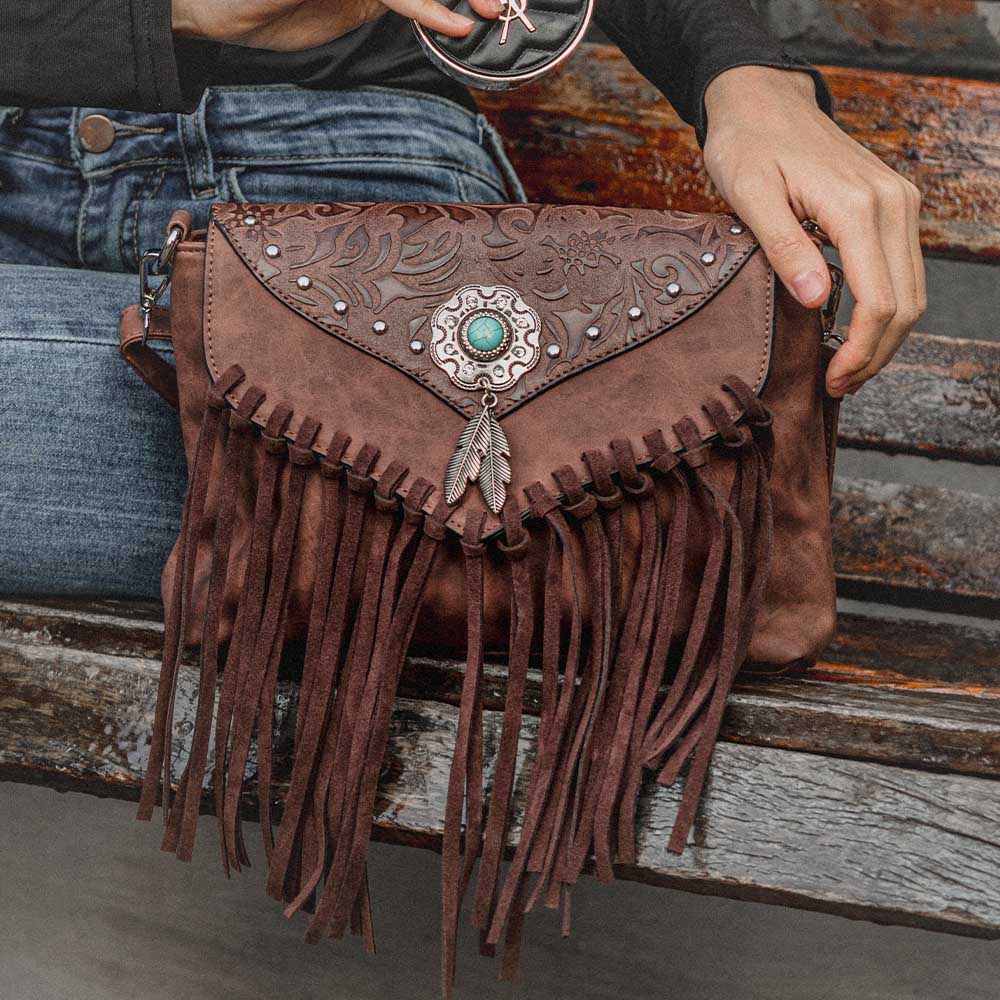 Boho Hippie Tasche, Floral Khaki Canvas