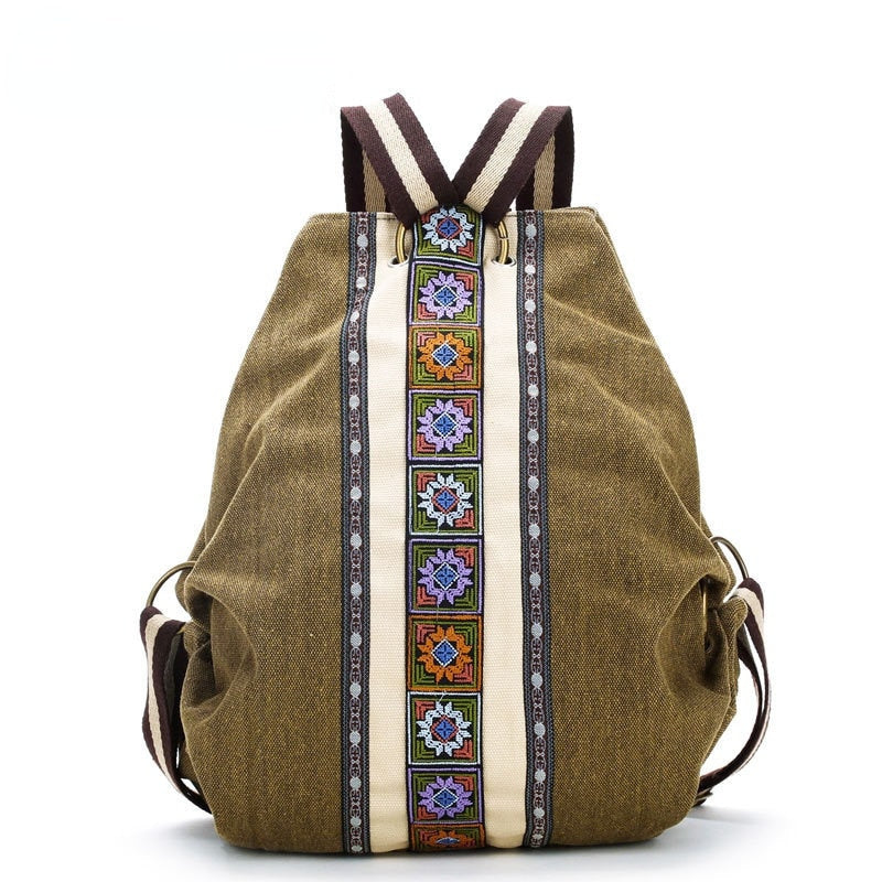 Hippie Rucksacktasche, bestickter Boho-Besatz