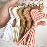 Cotton Heart Macrame Keychain