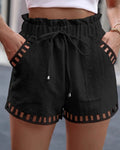 Women's cotton boho shorts with elastic waist, short cut
