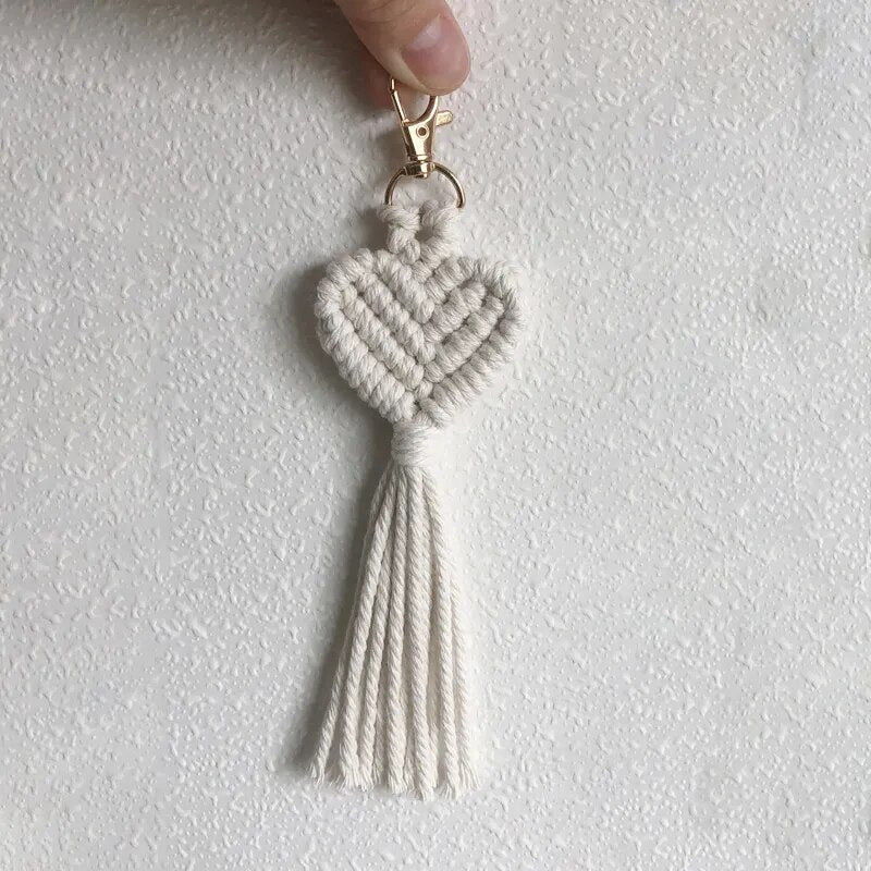 Decorative cotton heart keychain for bags and backpacks