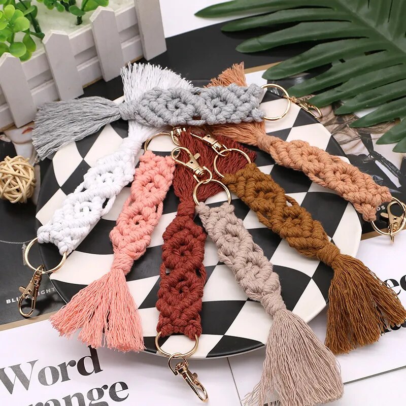 Feather Macrame Keychain