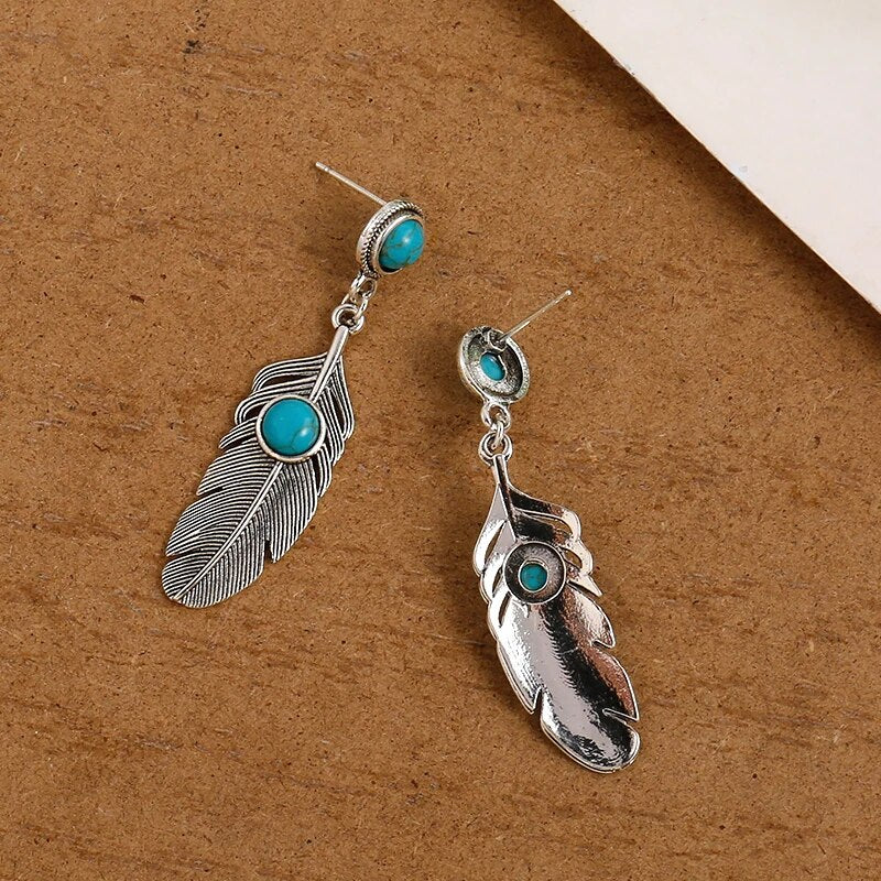 Turquoise & Silver Hippie Earrings