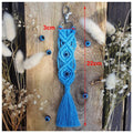 Beaded macrame keychain in knotted cotton cord