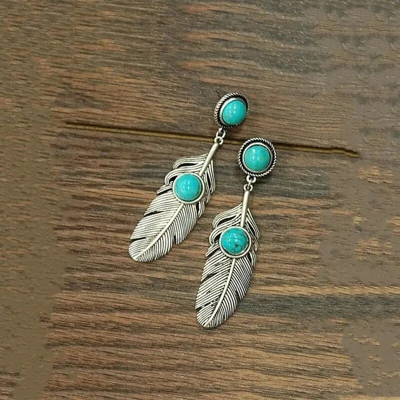 Turquoise & Silver Hippie Earrings