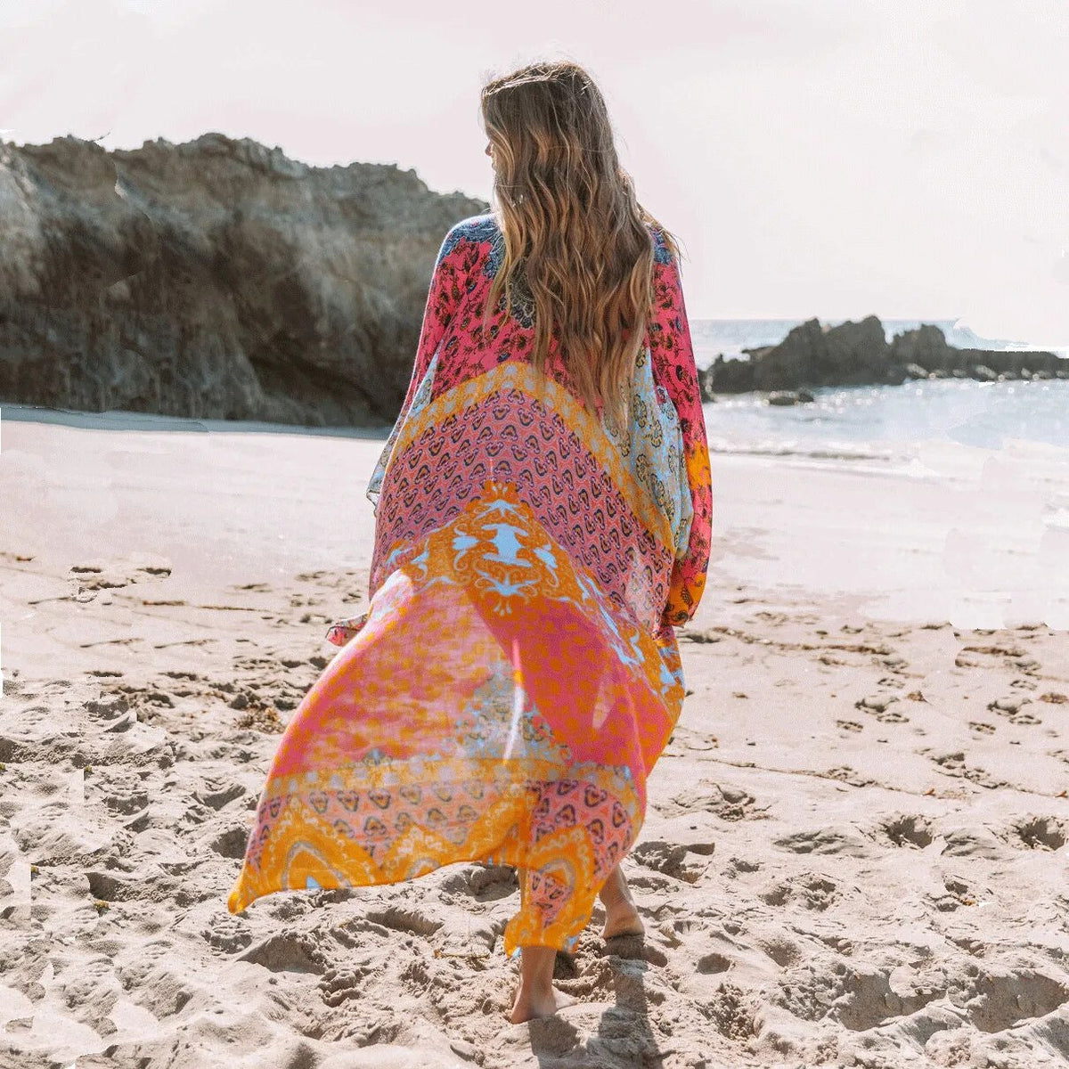Pink swimsuit cover up in durable all-weather fabric