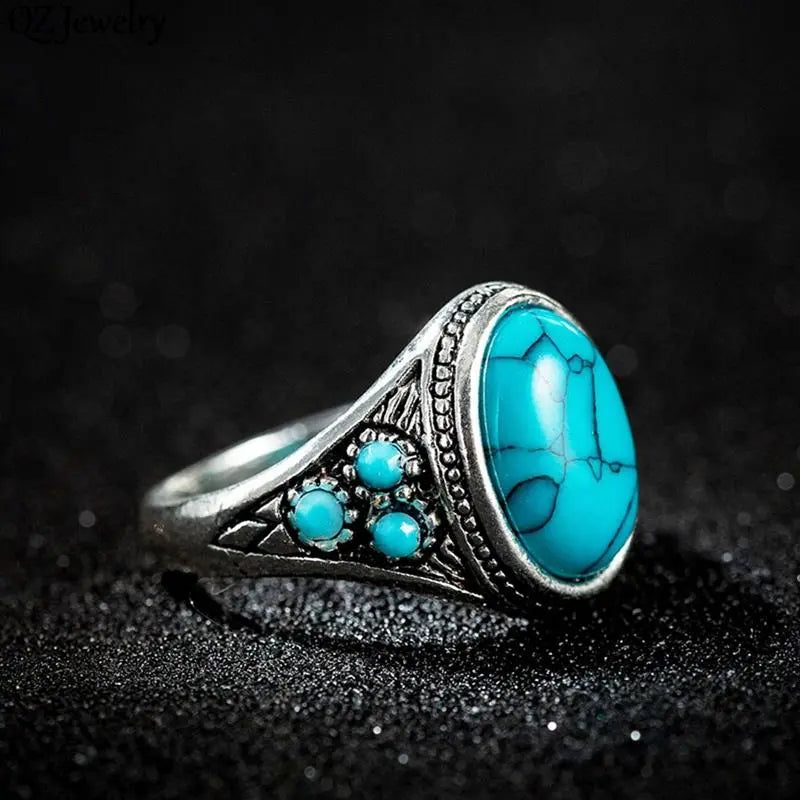 Silver & Turquoise Hippie Ring for Women