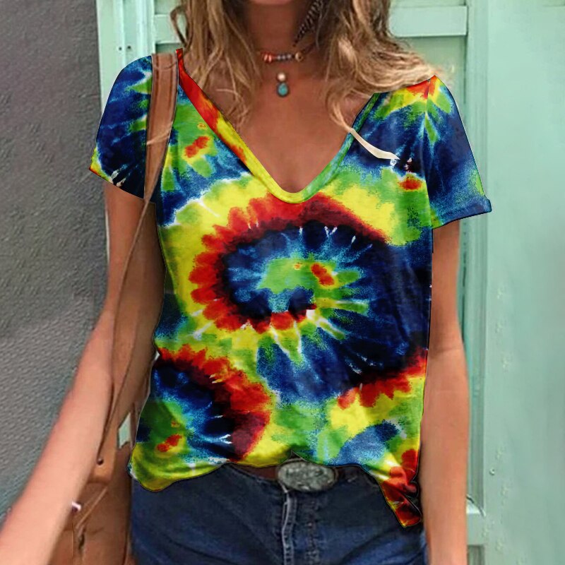 Hippie T-shirt met bleach dye