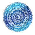 Blue round hippie rug brightening a living space