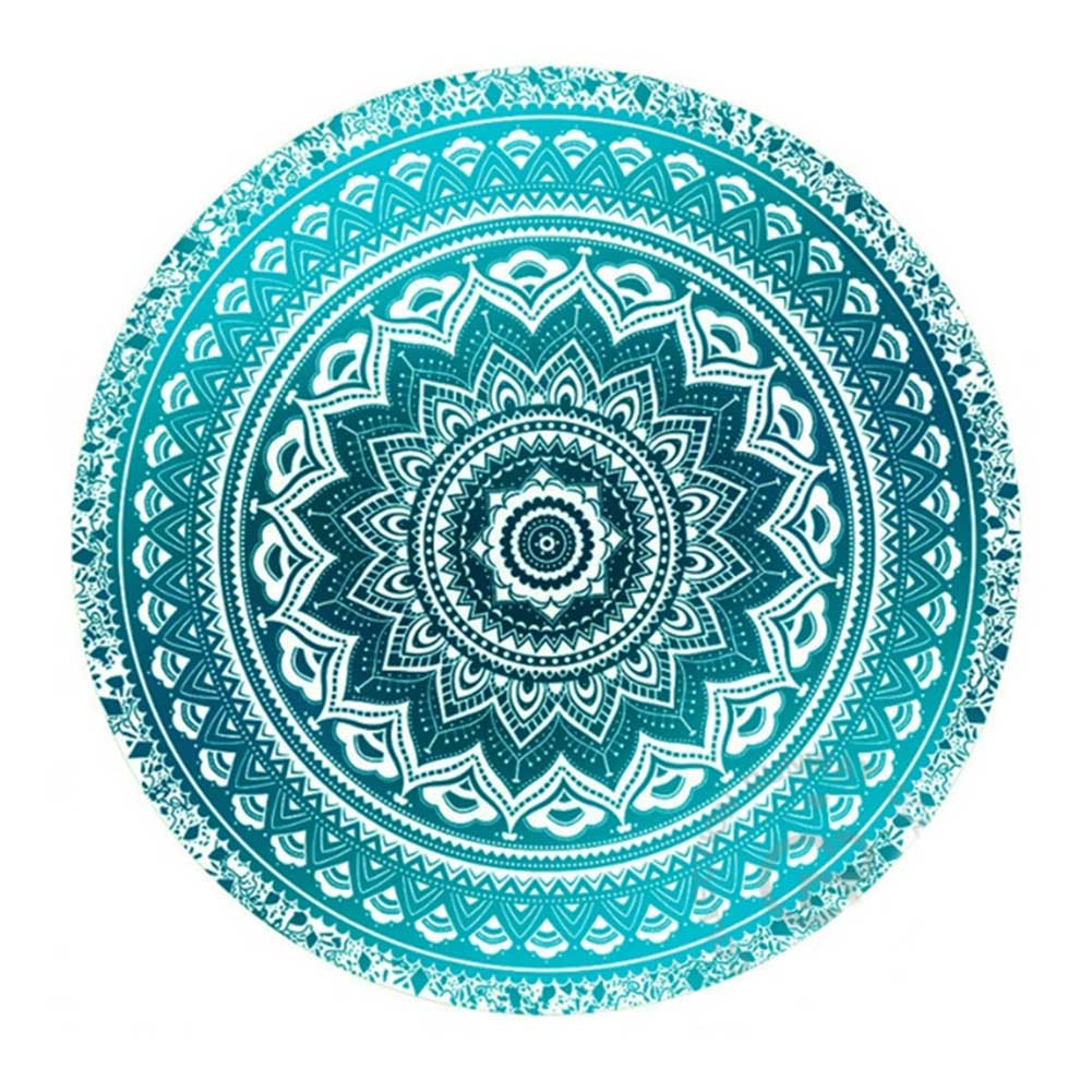Turquoise round hippie rug for a boho chic room