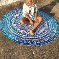 Round boho hippie rug with bright colors for the home