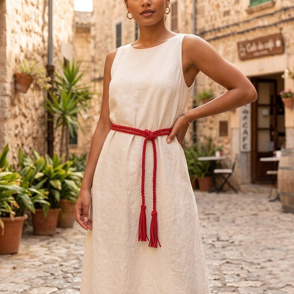 Braided Leather Fringe Tie Hippie Belt