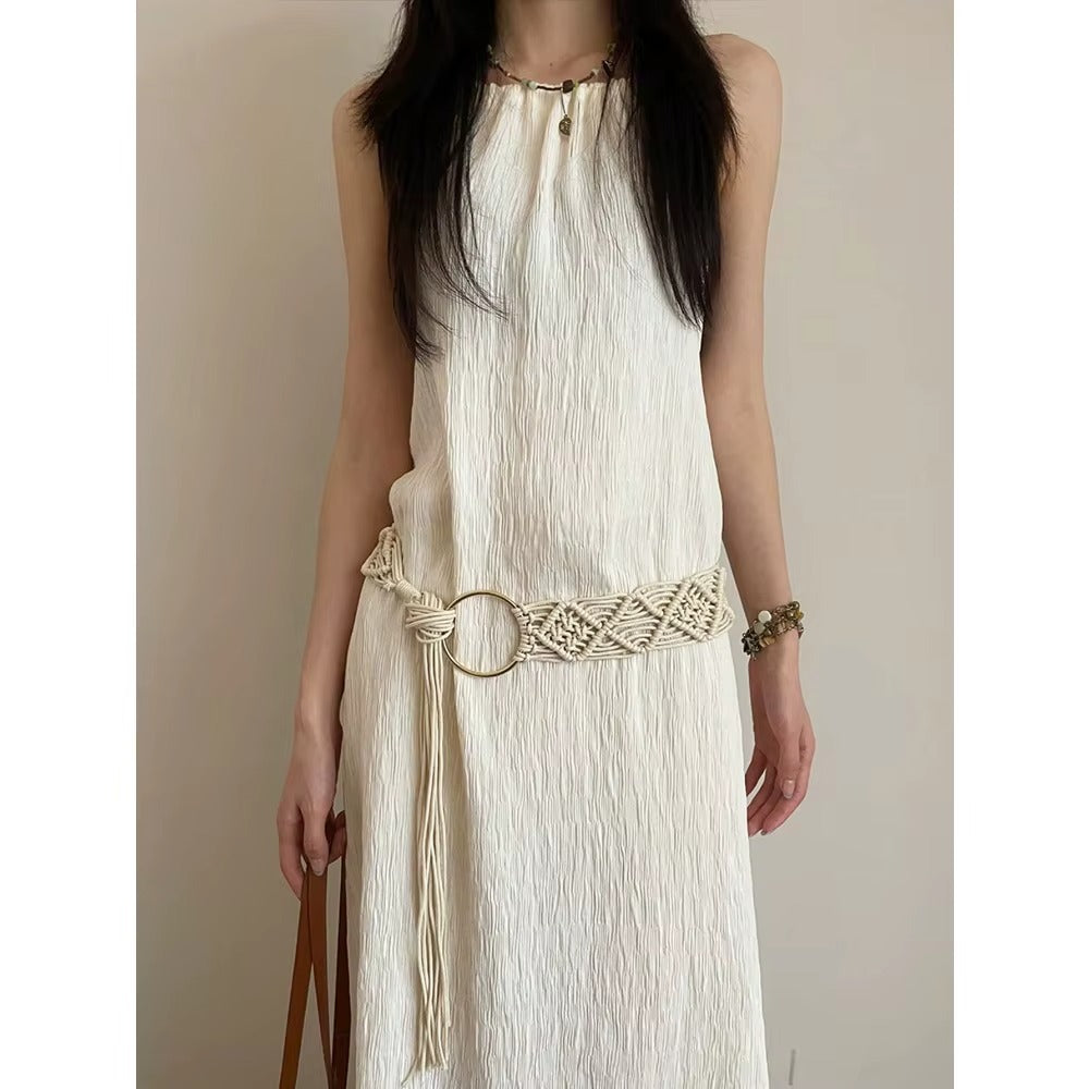 Wide Macrame Cotton Hippie Belt