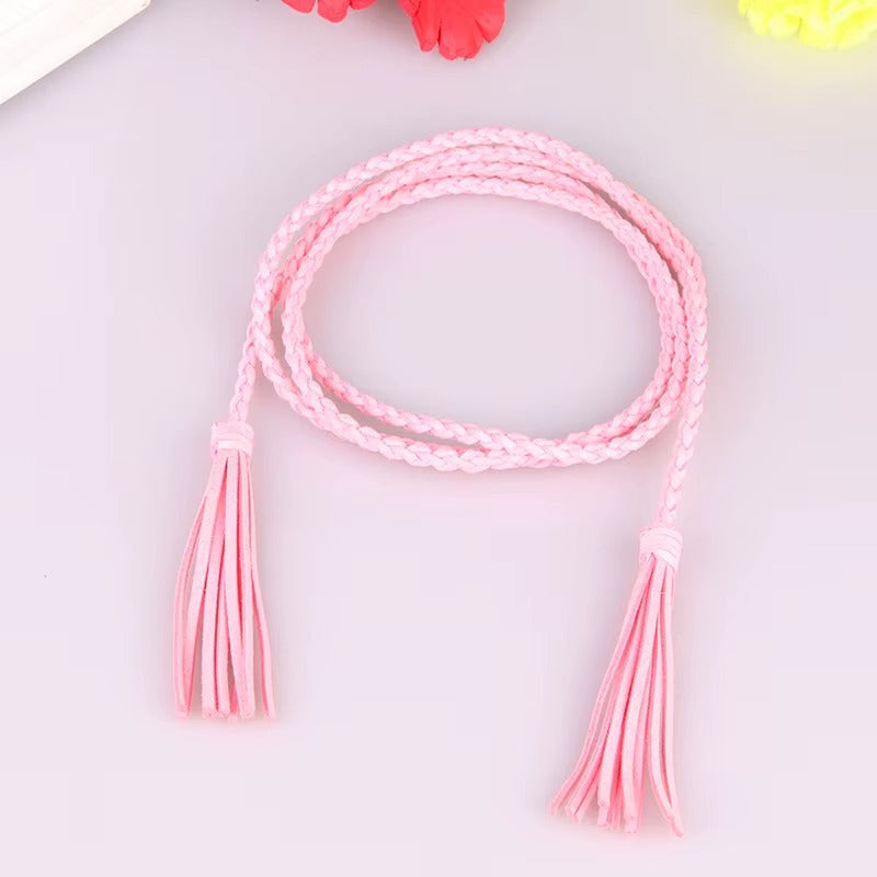 Braided Leather Fringe Tie Hippie Belt