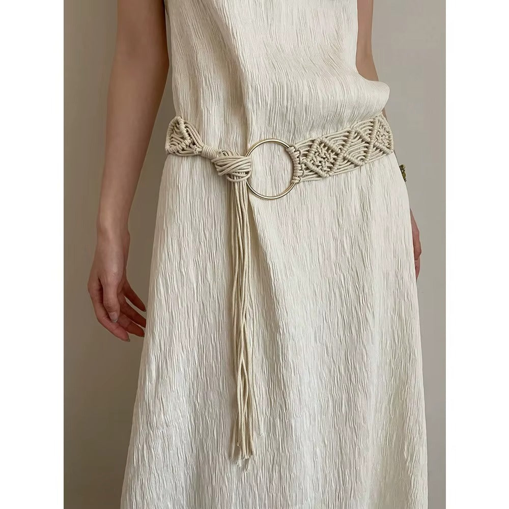 Wide Macrame Cotton Hippie Belt