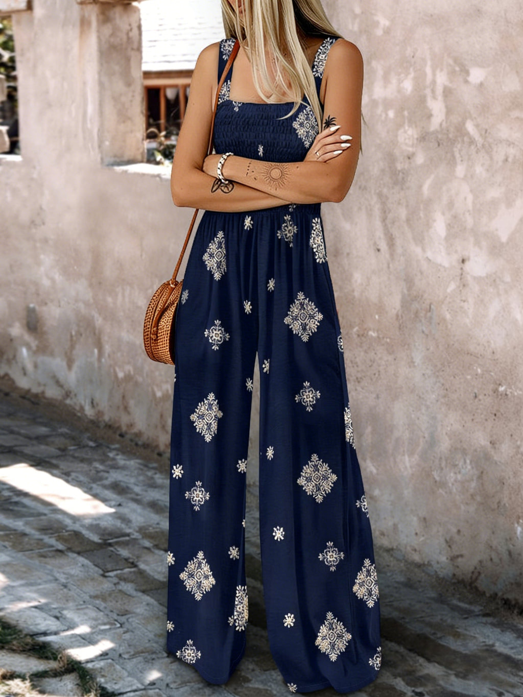 Evora Flowy Wide-Leg Boho Jumpsuit