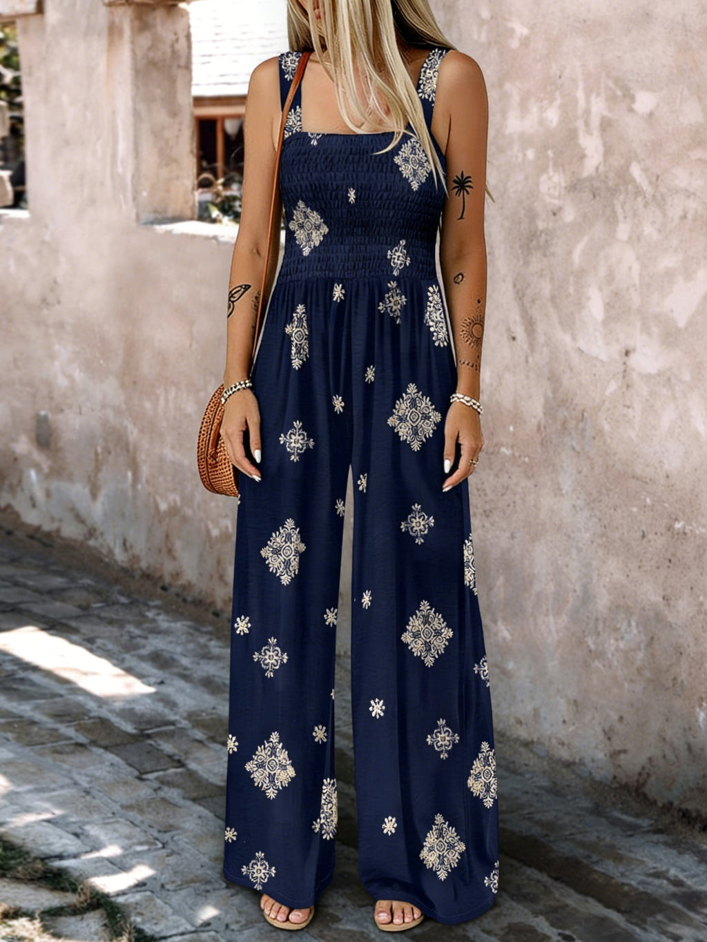 Evora Flowy Wide-Leg Boho Jumpsuit