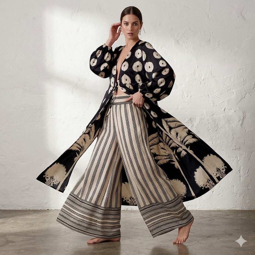 Oasis Boho Kimono & Flowy Pants Set