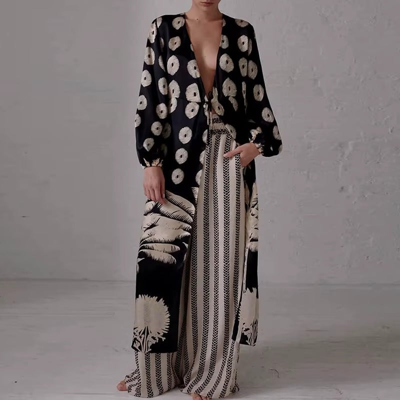Oasis Boho Kimono & Flowy Pants Set
