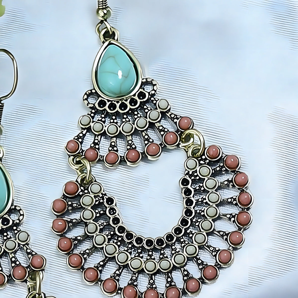 Turquoise Drop Hippie Earrings, Chic