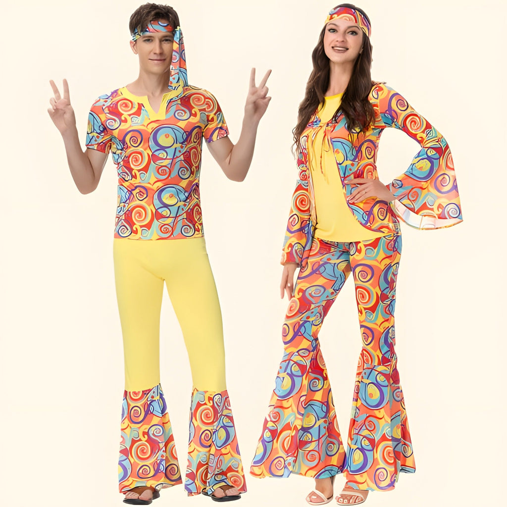Psykedelisk disko hippie kostume til par