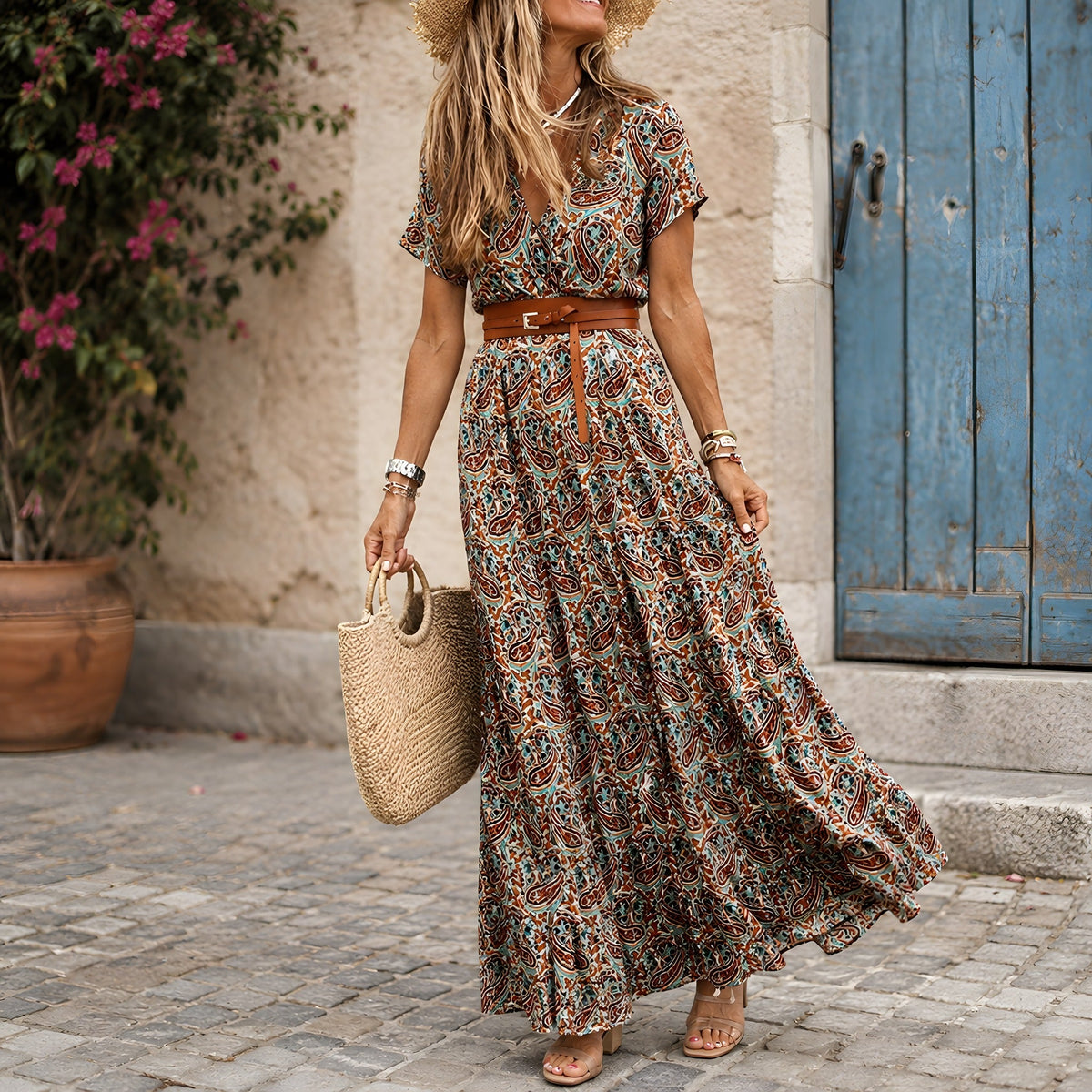 70s Paisley Cotton Hippie Dress