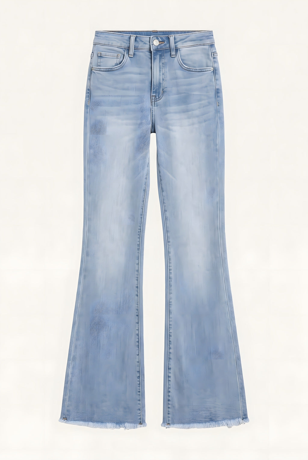 Schlaghose – Hellblaue Jeans, ausgefranster Saum