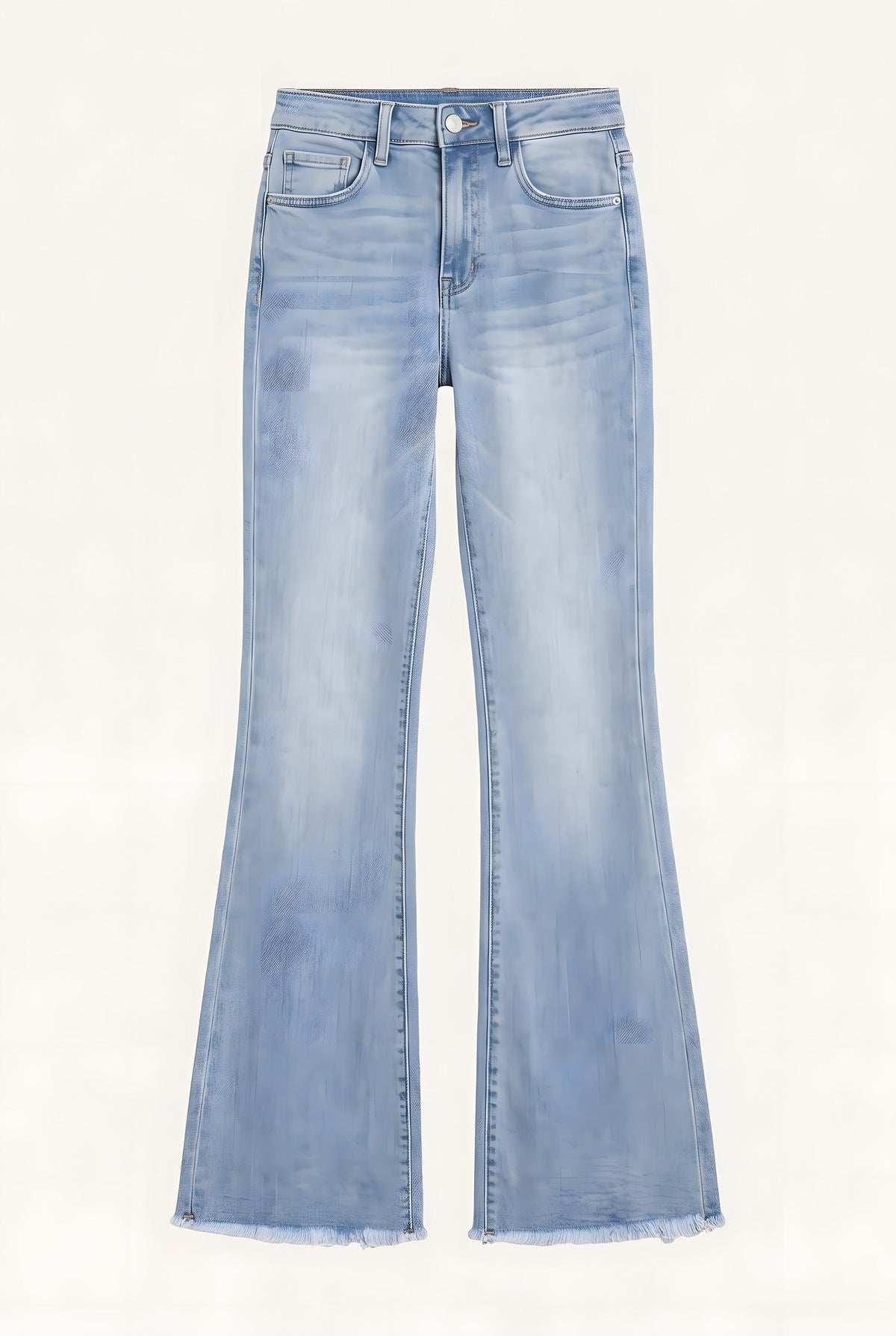 Schlaghose – Hellblaue Jeans, ausgefranster Saum