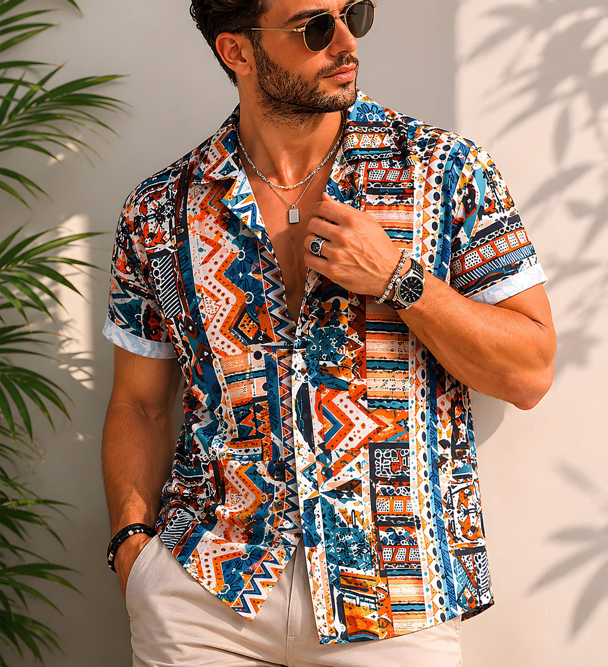 Mens Hippie Shirt · Aztec Print