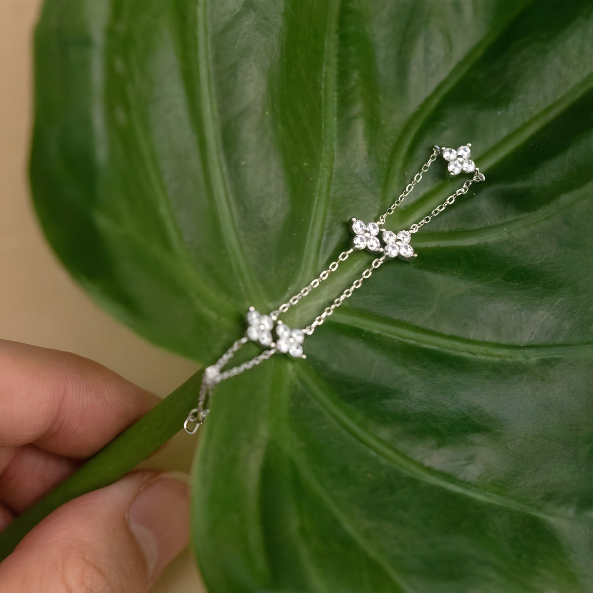 Sparkling Zircon Clover Bracelet, Hippie Bracelets
