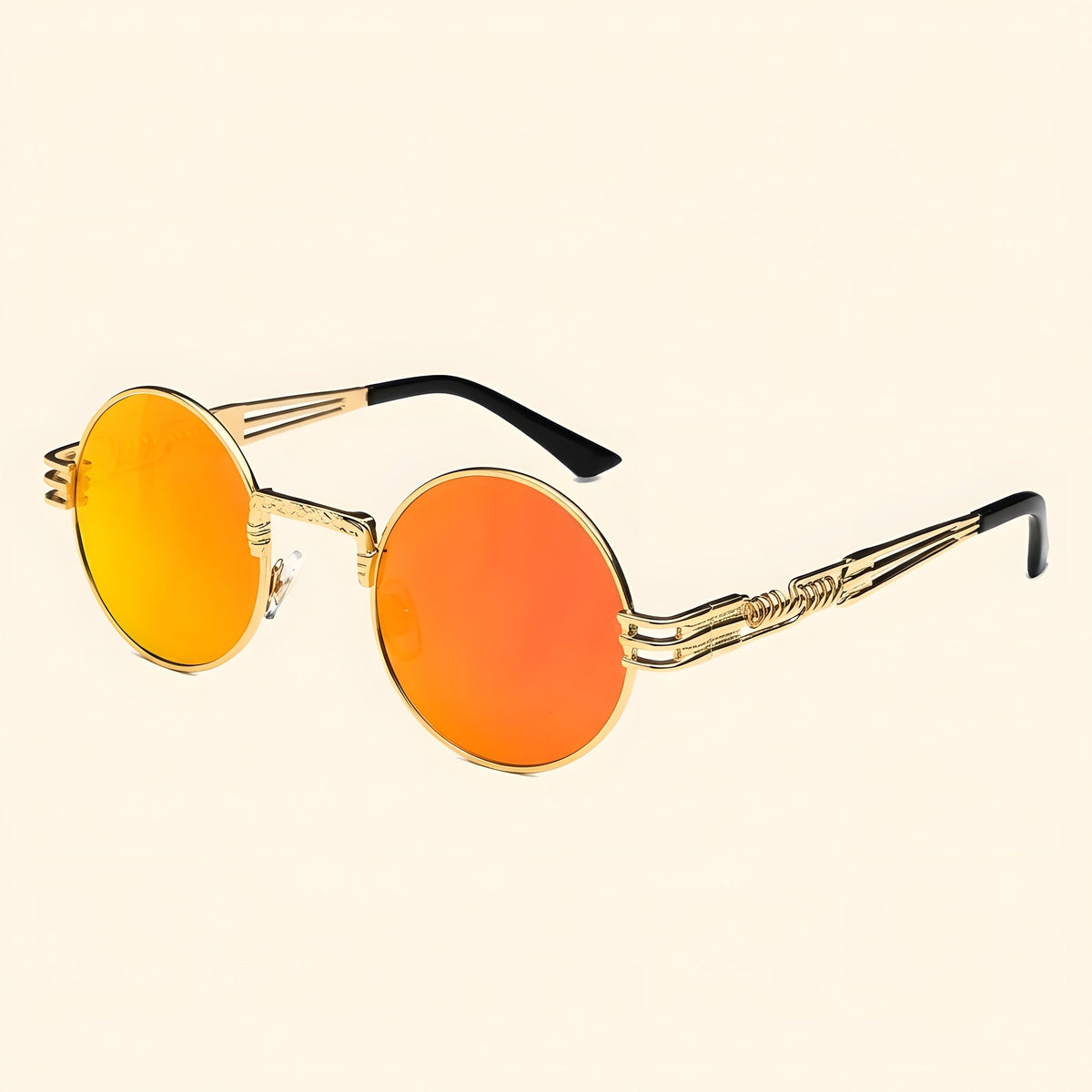 Runde Hippie Sonnenbrille für Herren, Vintage Orange