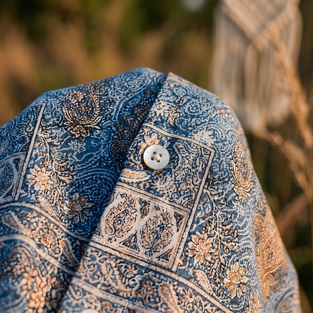 Boho overhemd heren · bandanaprint, reverskraag