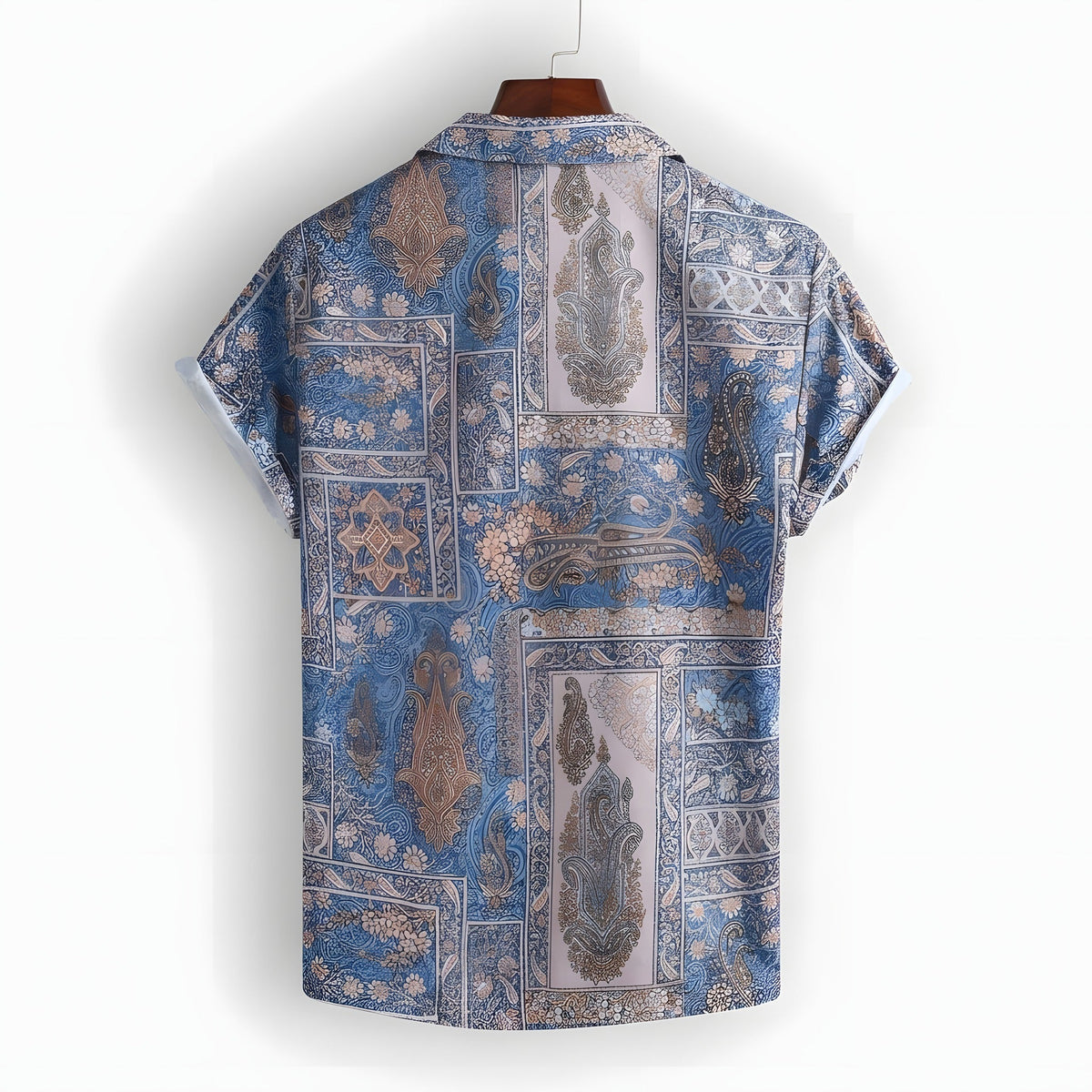 Boho overhemd heren · bandanaprint, reverskraag