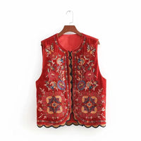 Embroidered Velvet Boho Vest