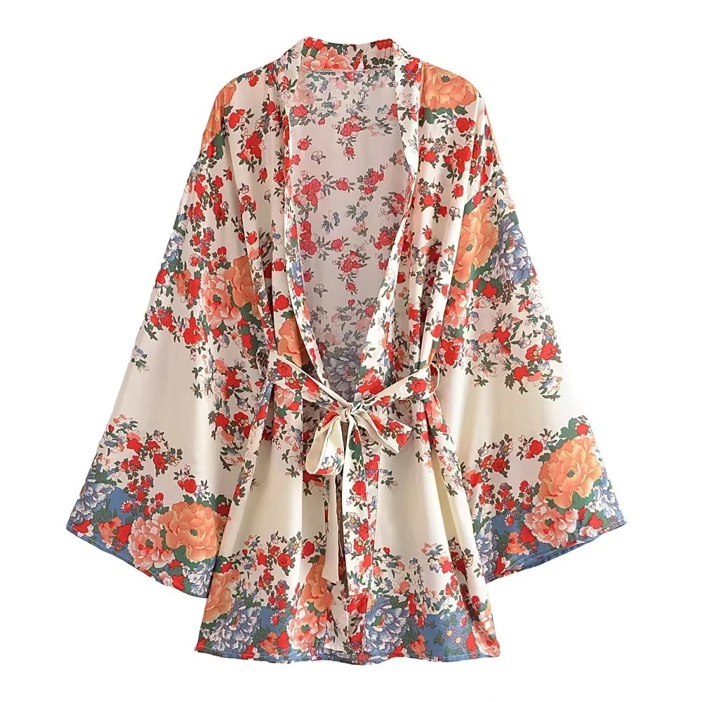 Short Flowy Voile Boho Kimono