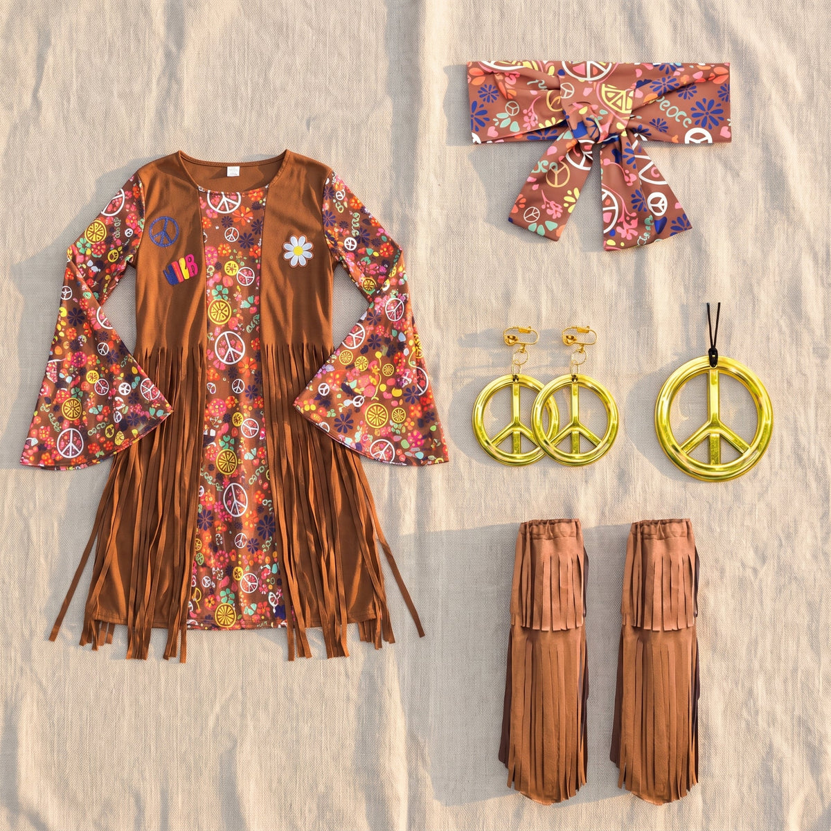 Flower power hippie costume worn at a seventies themed party