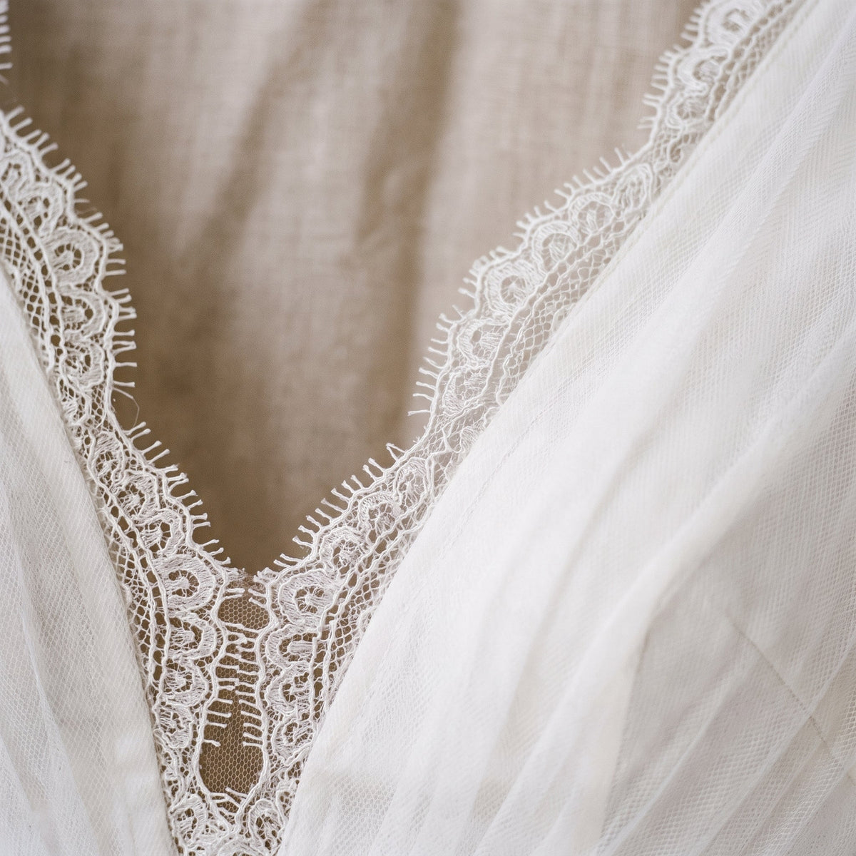 Close-up of the openwork lace on the bodice