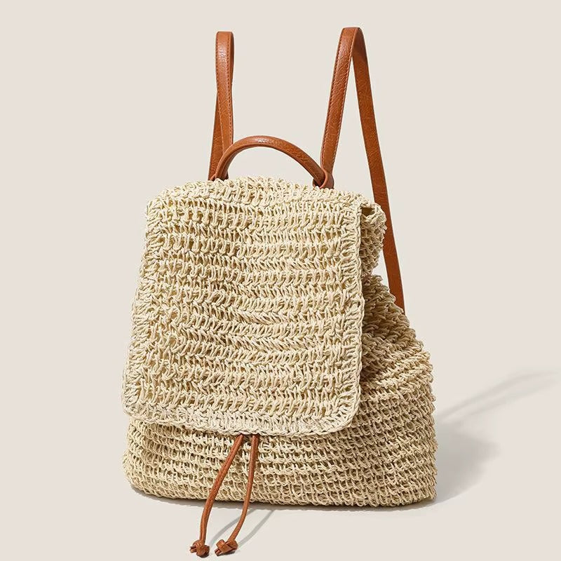 Crochet Straw Hippie Backpack
