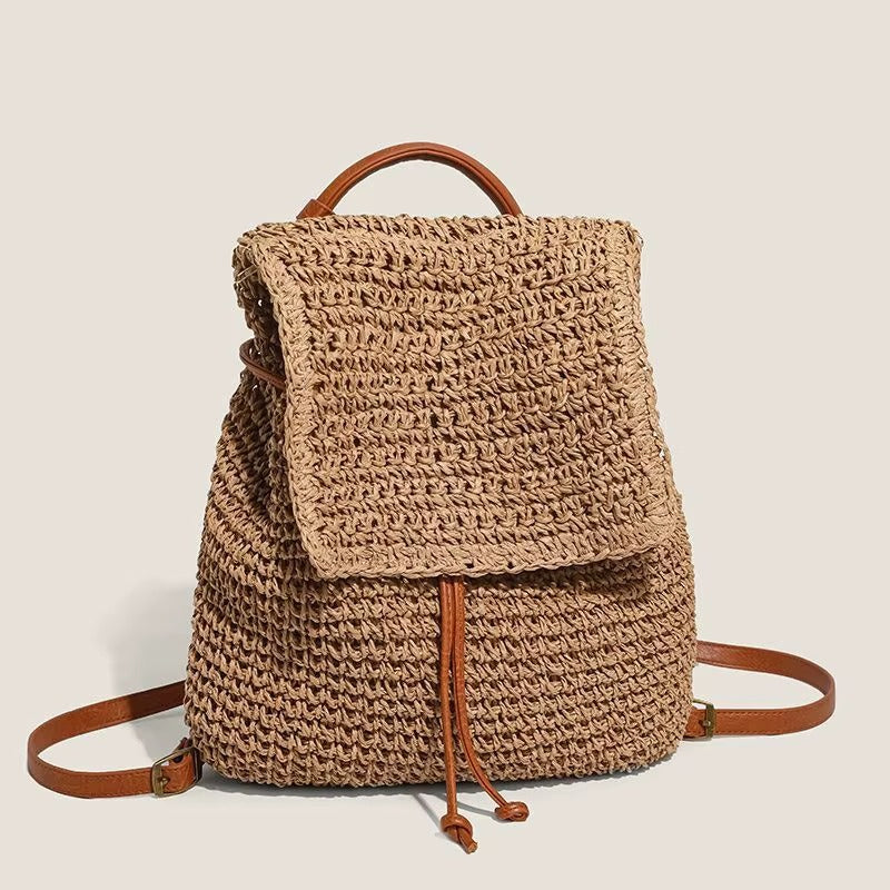 Crochet Straw Hippie Backpack