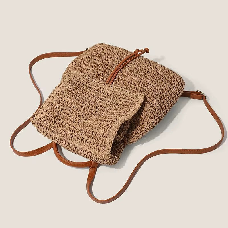 Crochet Straw Hippie Backpack