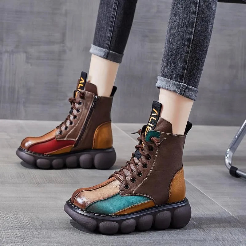 Multicolor Platform Hippie Boots, Boho Style