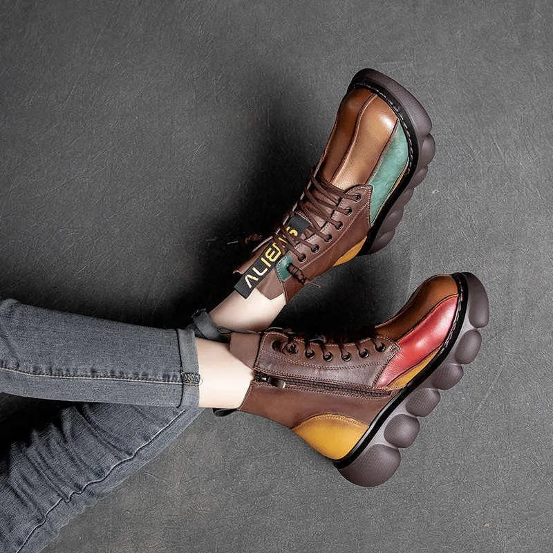 Veelkleurige boho laarzen met plateauzool