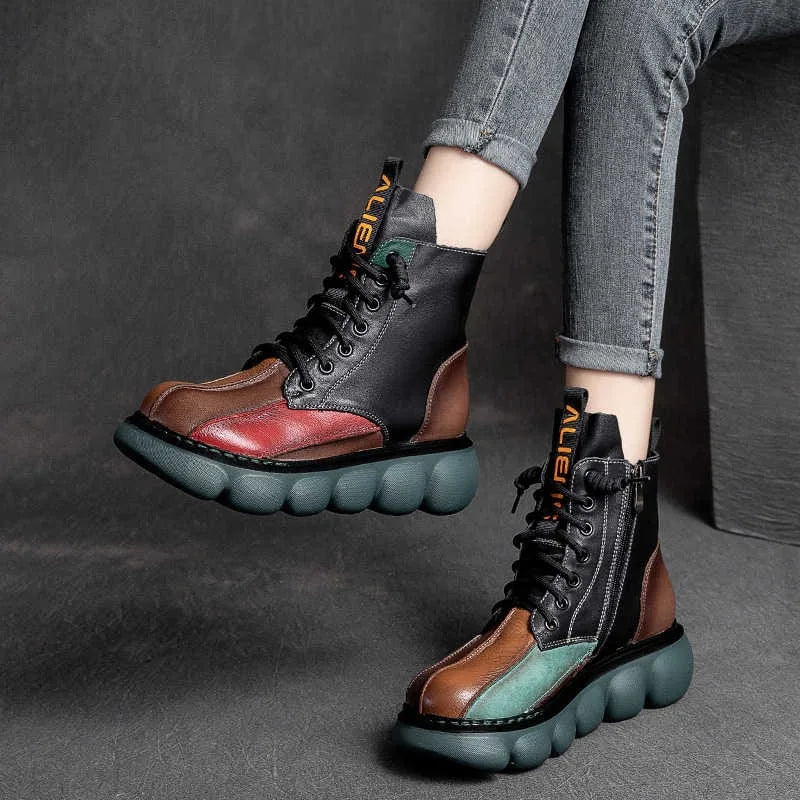 Multicolor Platform Hippie Boots, Boho Style